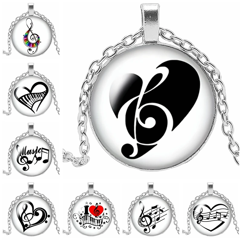 2019 новая пара ЛЮБОВЬ СТЕКЛЯННАЯ выпуклая Подвеска Ожерелье для любителей музыки
