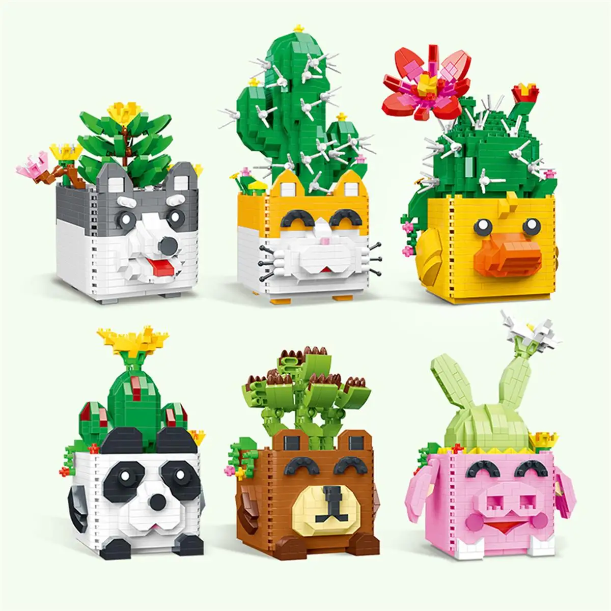 

DIY Succulents Series Animal Potted Assembled Building Blocks Small Particles Toys for Children Gifts for Girls