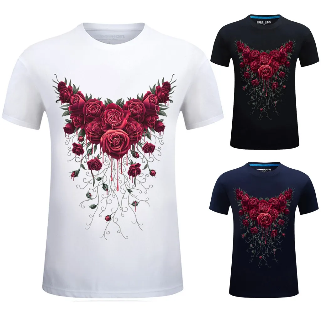 

2019 Mens Summer T Shirt Tops New Men's New Summer Printed Casual Short Large Size Round Neck T-shirt Tops Z0409
