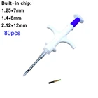 Чип-транспондер 1,25*7 мм, для идентификации рыбы, Rfid, шприц для животных X80, чипы для домашних животных 1,4*8 мм, чип для идентификации собак 2,12*12 мм, игла для крупного рогатого скота