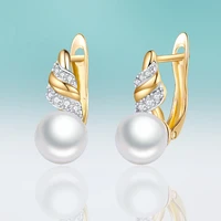 new fashion gold big round pearl earrings spiral micro inlay zirconia stud earrings for women jewelry cretive gifts brincos