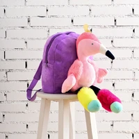 flamingo plush backpack animal school bag cartoon cute plush children school bag kindergarten school bag child kid gift
