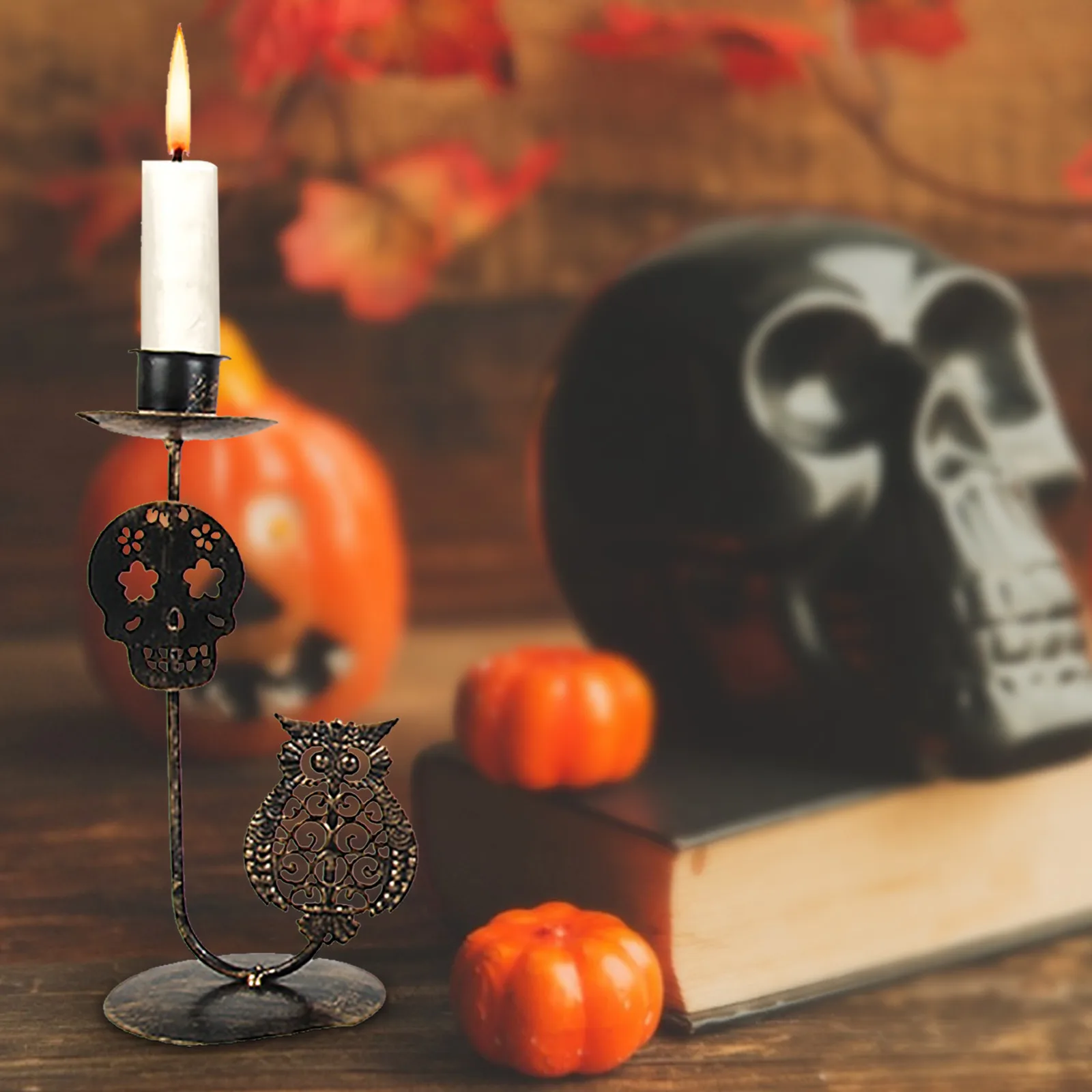 Подсвечник из кованого железа в стиле ретро для Хэллоуина | Дом и сад
