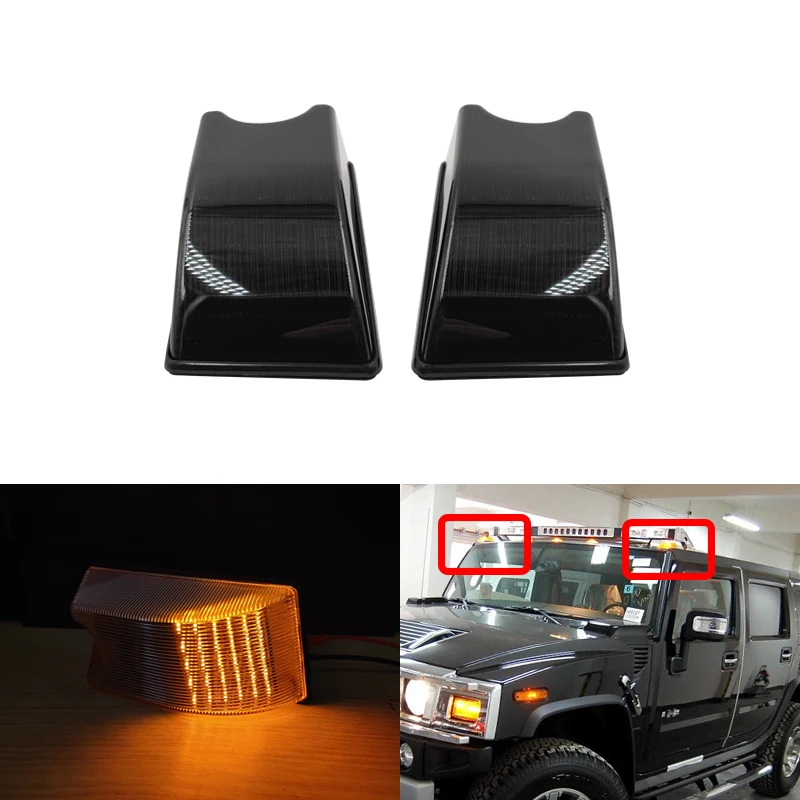 

Smoked Led Front Cab Roof Side Marker Lights For Hummer H2 2003 2004 2005 2006 2007 2008 2009 H2 SUT 2005-2009