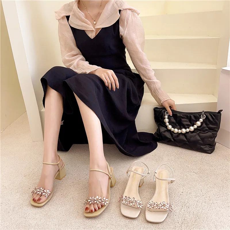 

Block Heels Black Platform Sandals Female Shoe 2021 Women's Med Chunky Espadrilles Girls New Comfort Fashion Clear Gladiator Med