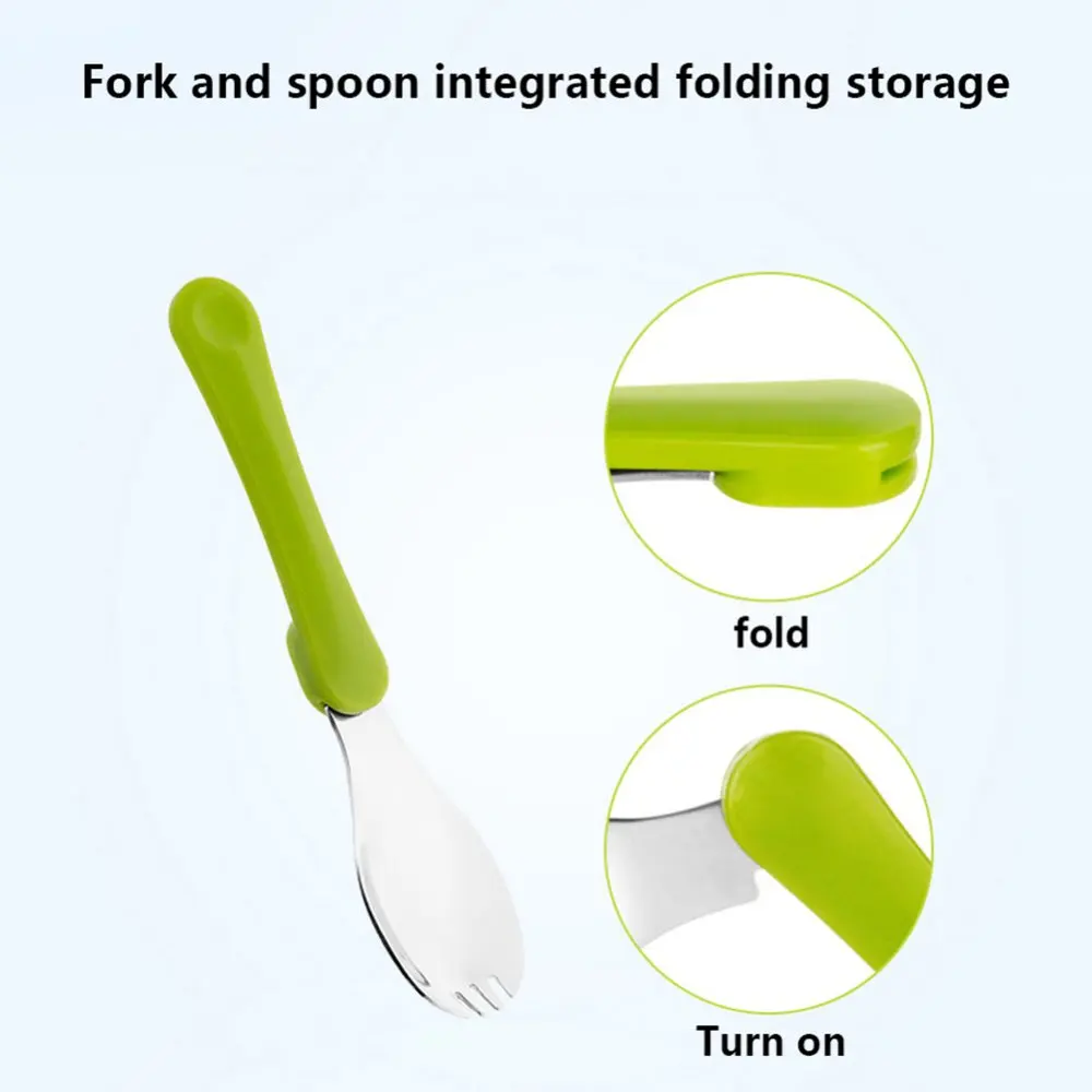 

Children Fork Spoon Multi-function Stainless Steel Cutlery 2 in 1 Spoon Fork Outdoor Cooking Equipment Cooking Accessories