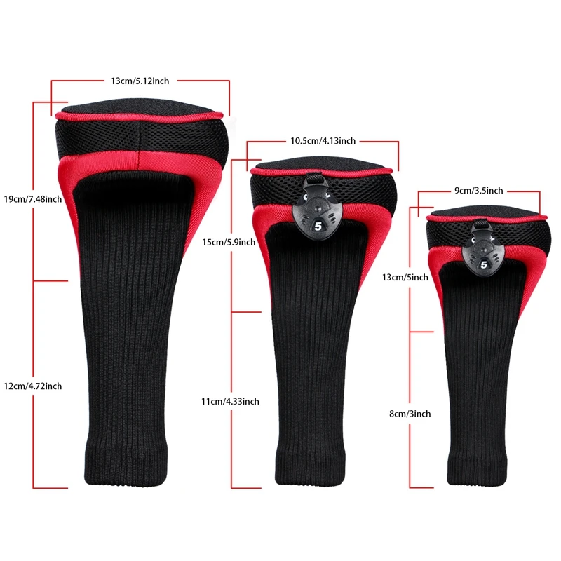 

3Pcs/Pack Long Neck Golf Hybrid Club Head Covers Interchangeable(1#3#5#)