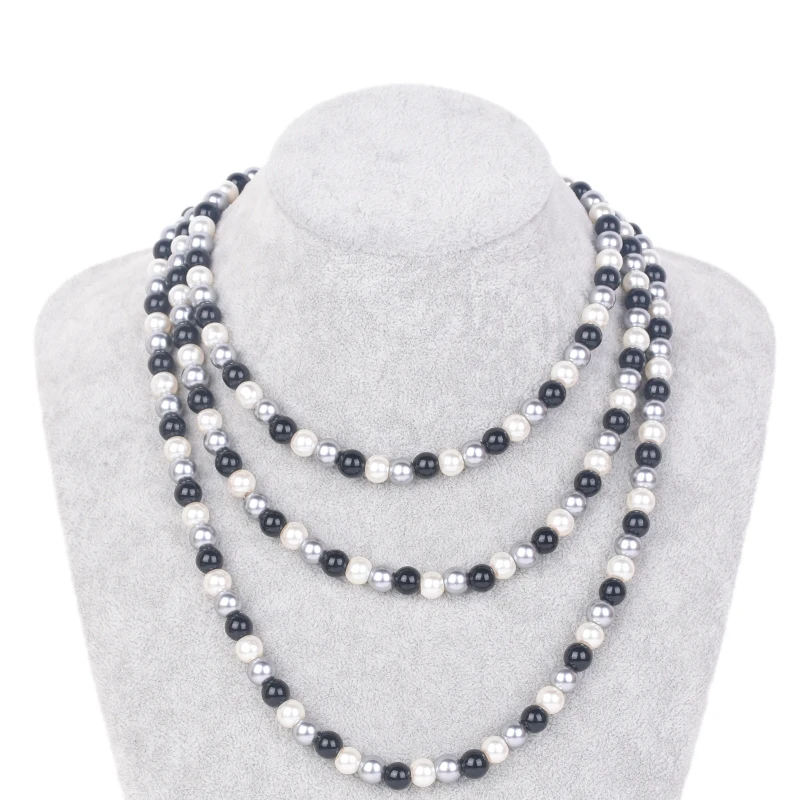 

Новое Стильное жемчужное ожерелье HOWAWAY, длиной 150 см, три цвета, жемчужное ожерелье 10 мм, оптовая продажа, жемчужное ожерелье