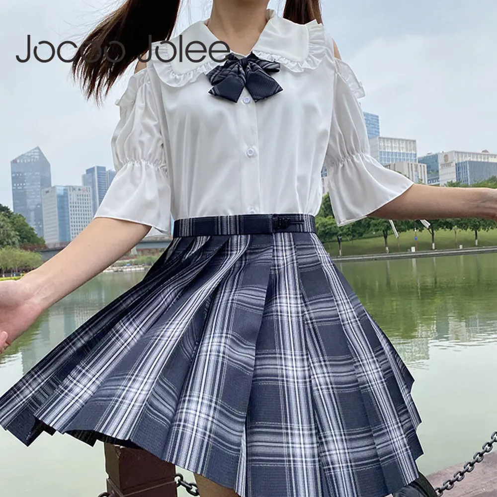 

Jocoo Jolee Women Elegant Off the Shoulder Sweet Doll Collar Blouses Casual Japanese Lolita Shirts Petal Sleeve Chiffon Blouses