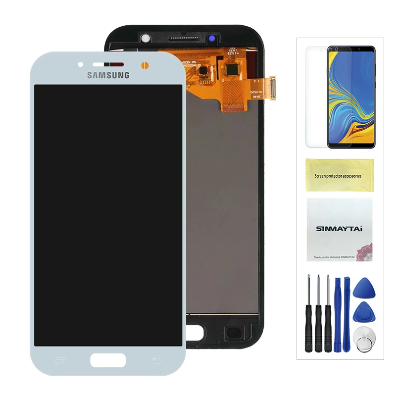 Тест 5,2 ''для Samsung Galaxy A5 A520 SM-A520F ЖК-дисплей сенсорный экран дигитайзер lcd A5 сборка lcd - Цвет: Light blue
