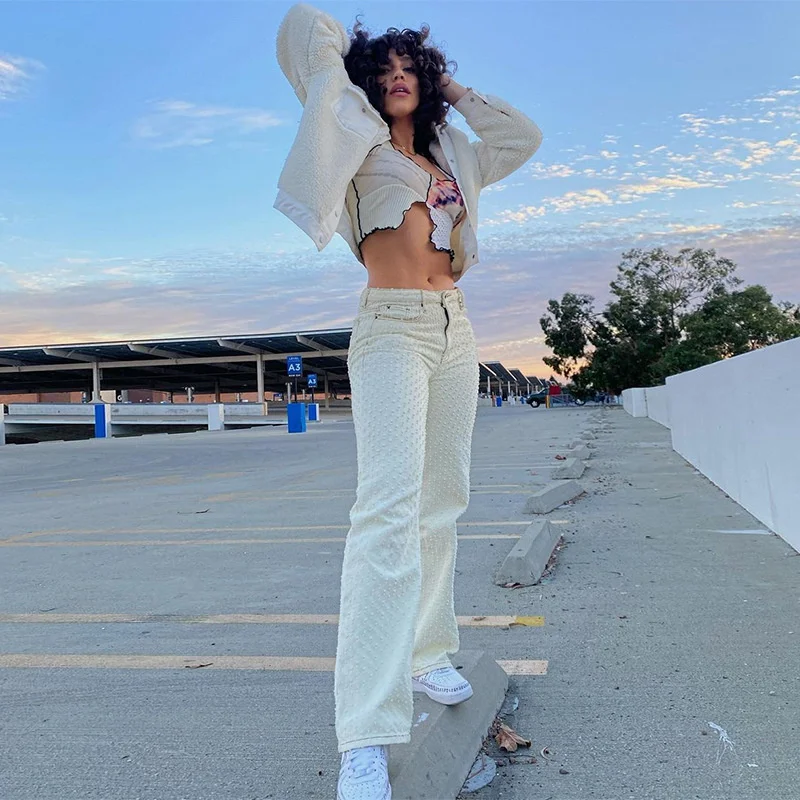 

Women's Fashion Jeans 2021 Summer Casual Wide Leg Pants Loose High Waist Trousers Vintage Straight Ripped Mom Baggy Pants