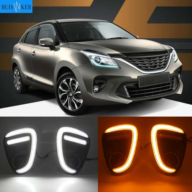 2Pcs For Suzuki Baleno 2019 2020 LED DRL Daytime Running Lights Fog Lamp cover with turn signals daylight