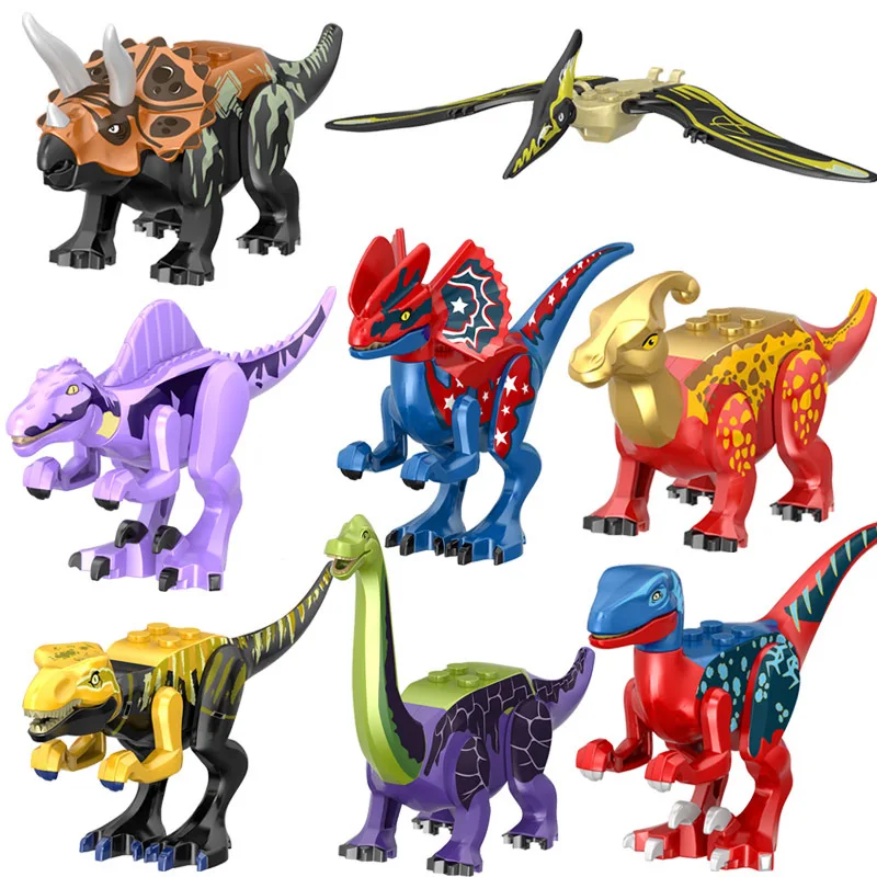 

8pcs Jurassic Dinosaur Tyrannosaurus Rex Pterosaur Velociraptor Building Blocks Toys Dinosaur Locking Toys For Children Boy Gift