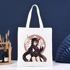 Сумка-шоппер Genshin Impact Yanfei, Холщовая Сумка-тоут через плечо, многоразовая женская сумка для покупок и других вещей для девочек, Холщовая Сумка через плечо
