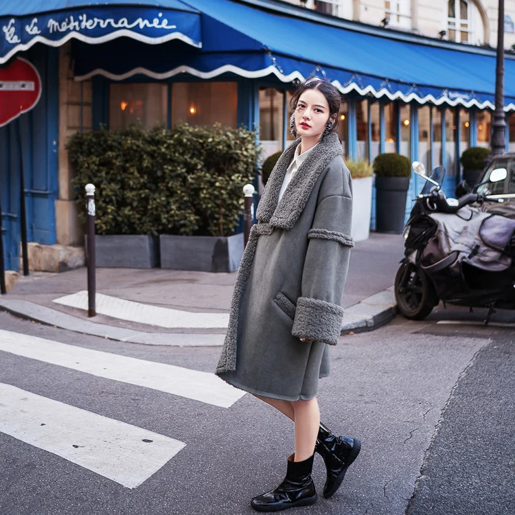 Модная новая брендовая замшевая куртка из Winte женское длинное пальто овечьей