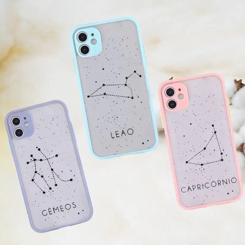 

Star Twelve constellations Phone Case matte transparent For gray iPhone 7 8 x xs xr 11 12 pro plus max mini Funda Clear