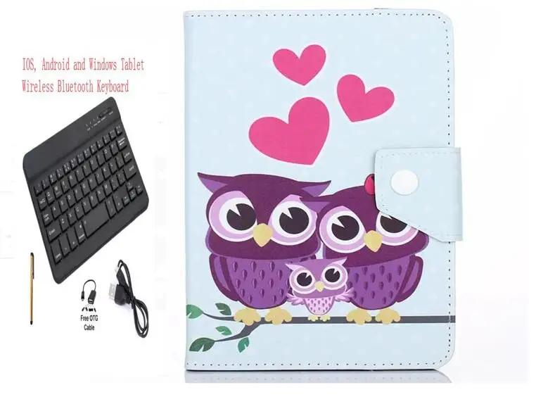 Universal Cartoon Cover for Huawei MediaPad T3 10 AGS-L09 AGS-L03 9.6 Inch Tablet Keyboard Wireless Bluetooth Keyboard Case+pen - Цвет: Keyboard Case