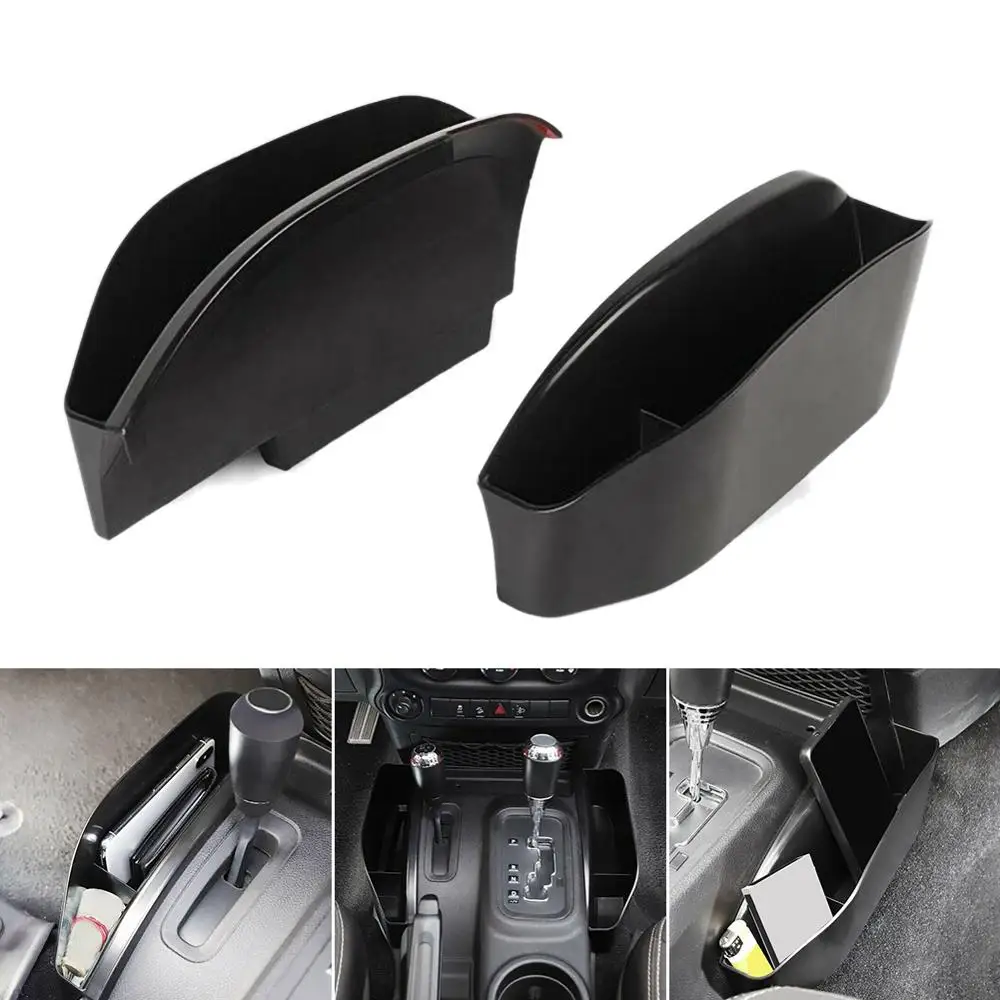 

For Jeep Wrangler JK JKU 2011 2018 Gear Shifter Console Side Storage Box Holder Container 2pcs