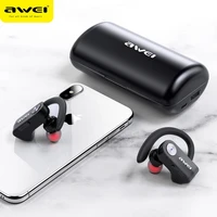 awei t22 tws sport waterproof earphones 9d stereo long time playing true wireless bluetooth earbuds charging phone case with mic