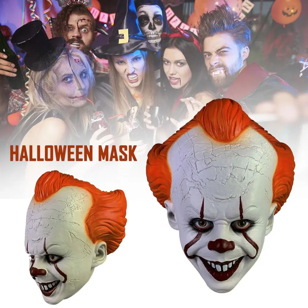 Stephen King's It маска пеннивайза страшная маска на Хеллоуин клоун полное лицо маска ужаса маски призраков латексный, реалистичный Сумасшедший жуткий