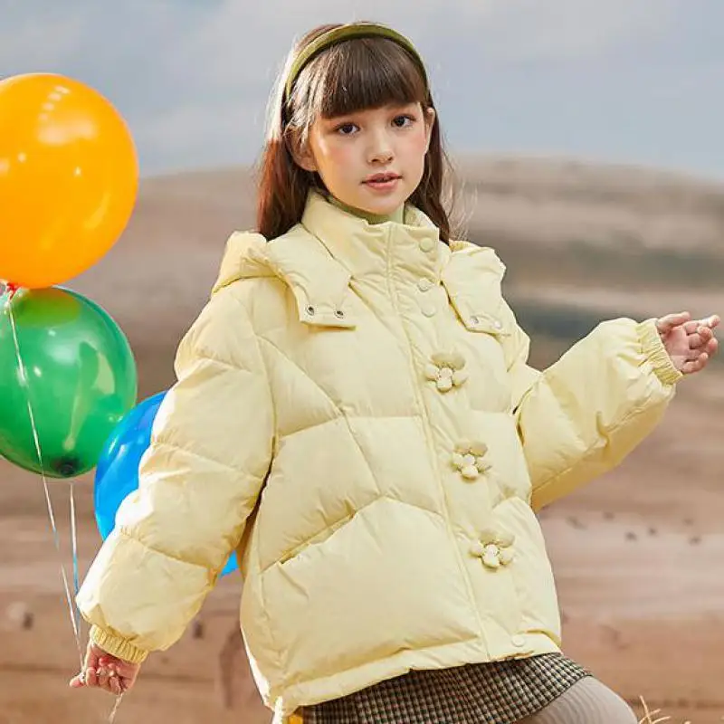 

Winter Hooded Down Jackets For Girls Children Thickening Warm White Duck Down Coats Children Kids Windproof Outerwear 3-14 Year
