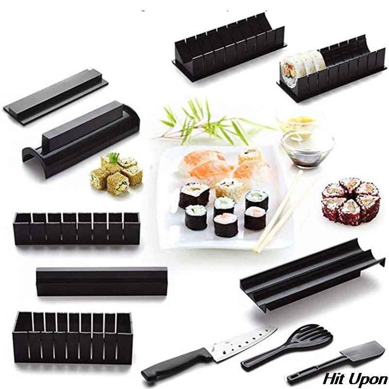 

11Pcs/Set Sushi Maker Equipment Kit,Japanese Rice Ball Cake Roll Mold Sushi Multifunctional Mould Making Sushi Tools