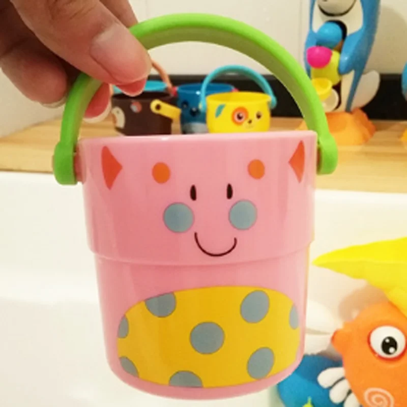 1 шт. милый мини ведро цвет укладки воды Душ Ванна игрушка ванная комната животные игрушки для купания для детей пластиковая детская Ванна игрушки - Цвет: D