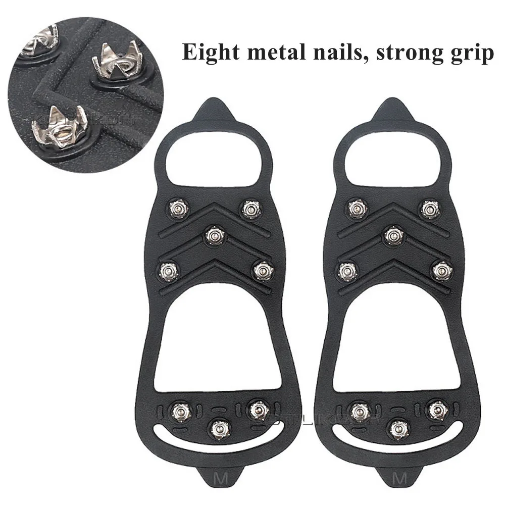 Anti-Slip Crampons 8-Stud Snow Ice Claw Climbing Spikes Grips Crampon Ice Spike For Winter Snow Spikes Cleats Boots Cover 1 Pair