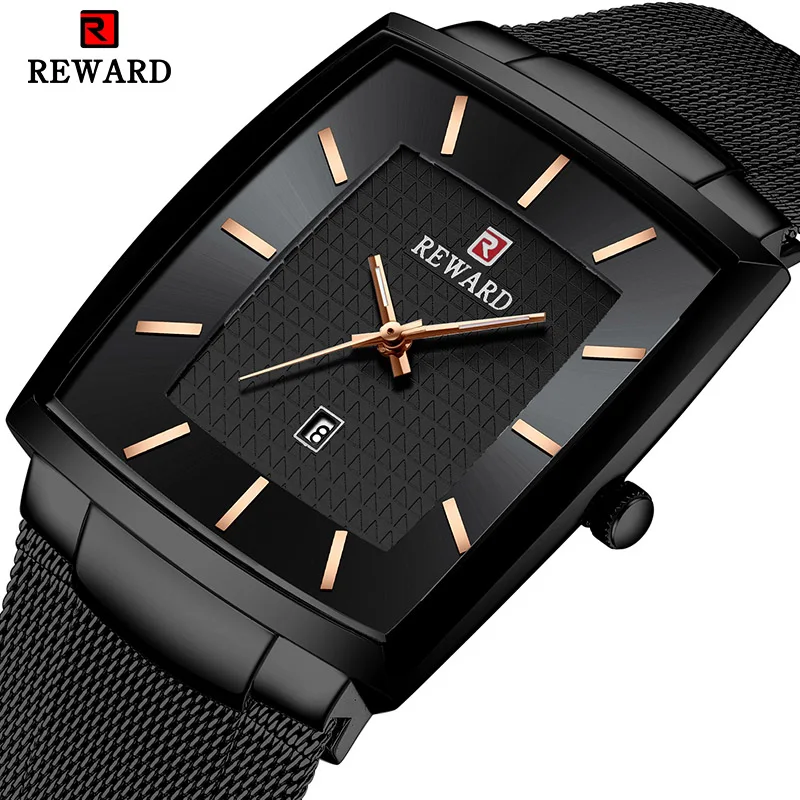 Новинка 2019 модные квадратные мужские наручные часы ультра-тонкие светящиеся с