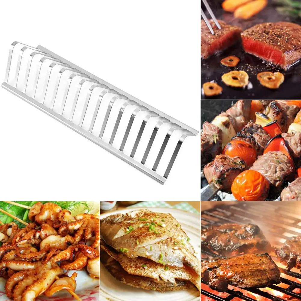 

Stainless Steel Barbecue Stand Outdoor Rib BBQ Steak Rack For Smoking Household Outdoor Camping Cooking Grill Picnic Tool
