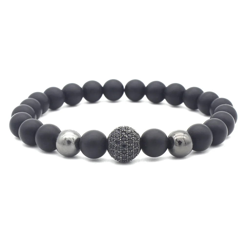 

Frosted Round Bead Copper Zircon Beaded Bracelet Black Lives Matter Mens Bracelets Jewelry Accessories Natural Stones Bangle