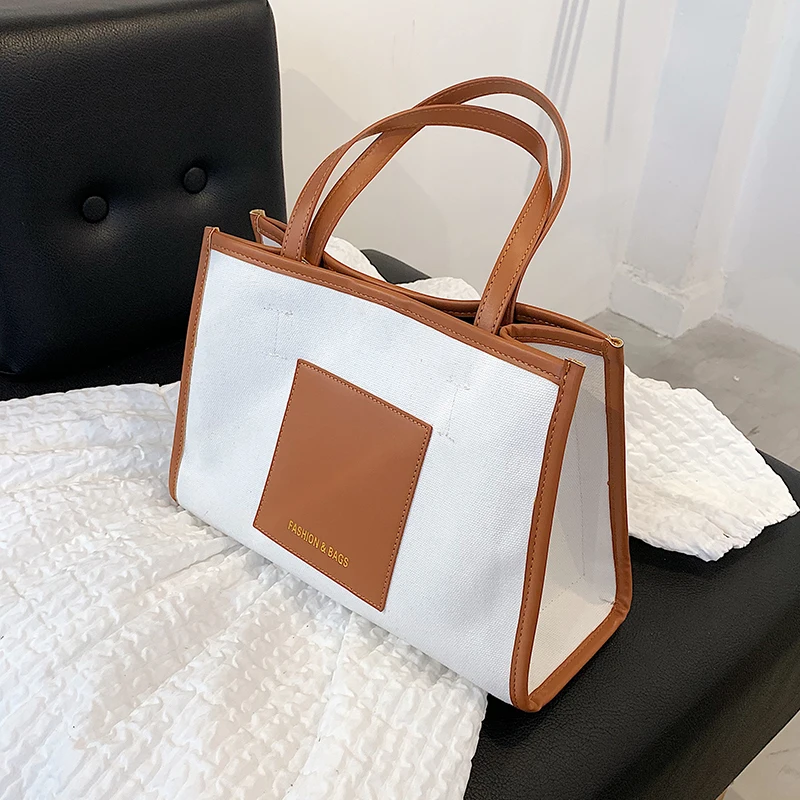 

Сумка-тоут женская парусиновая, Модный саквояж большой вместимости, нишевой дизайн, Студенческая сумочка-тоут, мешок на плечо, ширина 32 см