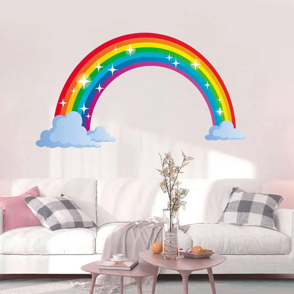 Rainbow Wall Stickers Cute Kindergarten Wallpaper Removable Self-Adhesive Sticker Art Mural PVC Home Decorative Accessories | Дом и сад