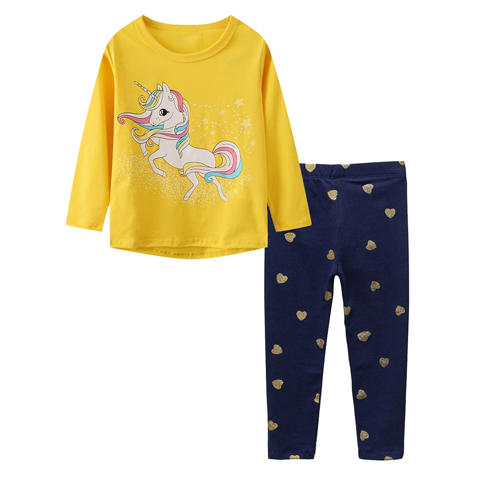 

Детская одежда 2022, пуловер с длинным рукавом и принтом единорога, брючный костюм, повседневный спортивный костюм для девочек на весну и осен...