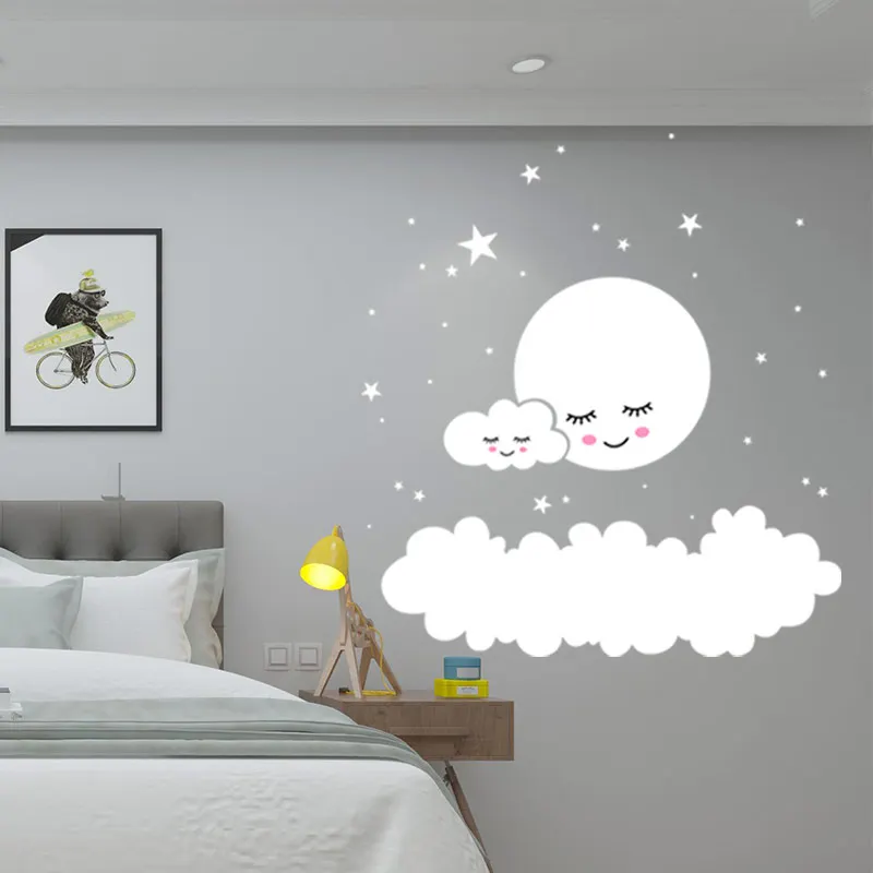 Moon Stars DIY стикер для настенного искусства питомник облако наклейки на стене обои