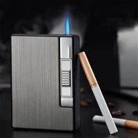 automatic cigarette case 10pcs cigarette capacity can mount lighter metal cigarette box for men smoking nice gift dropshipping