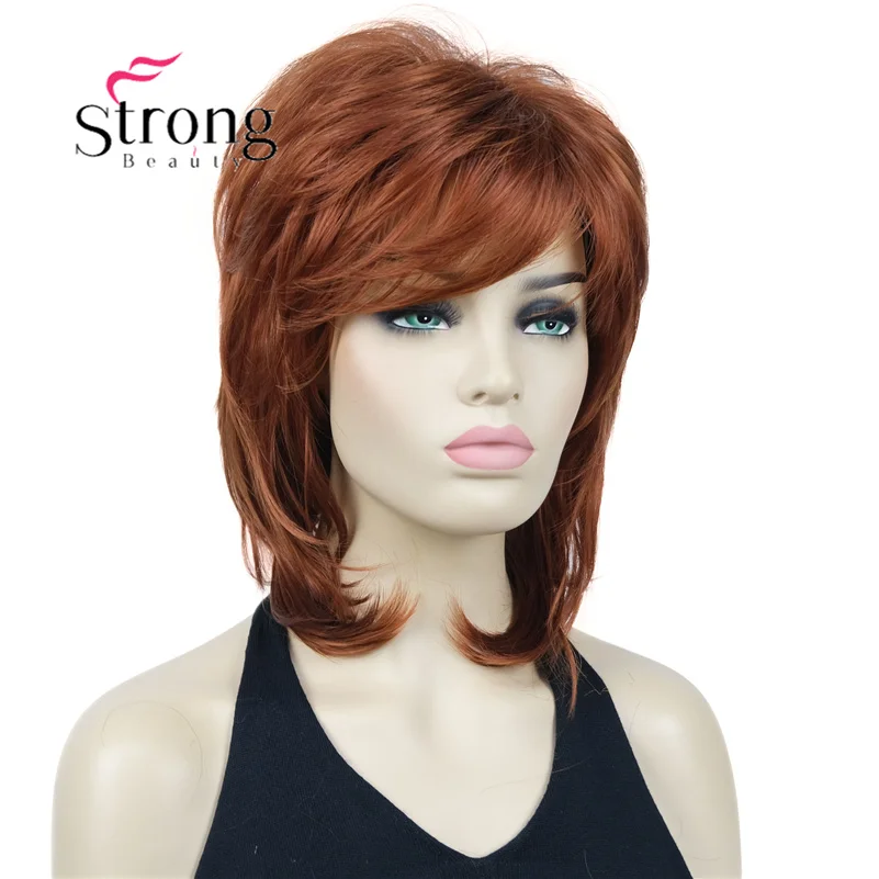 StrongBeauty короткие лохматые Многослойные медно-красные классические синтетические