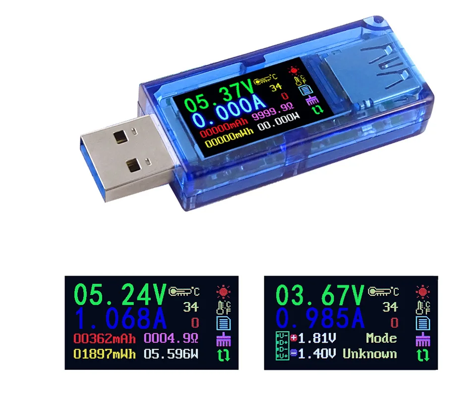 DIYFIX USB 3,0 тестер HD цветной ЖК-Вольтметр Амперметр измеритель напряжения тока мультиметр батарея Зарядка power Bank AT34 USB Тестер