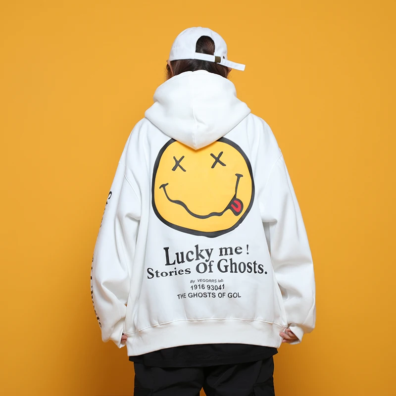 Толстовка мужская с капюшоном и принтом призраков в стиле Харадзюку|Мужские