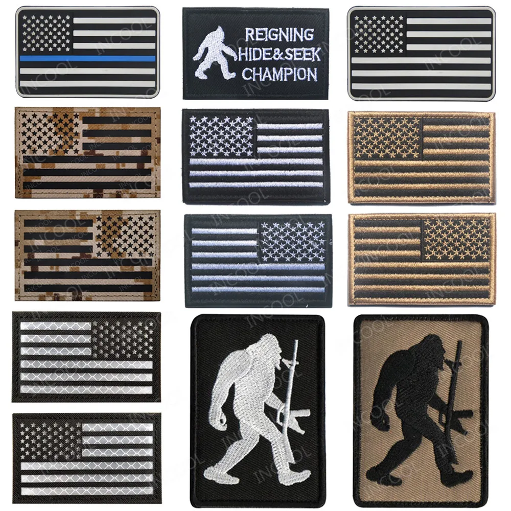 Действующий прятки Чемпион Флаг США инфракрасный Светоотражающие вышитые патчи