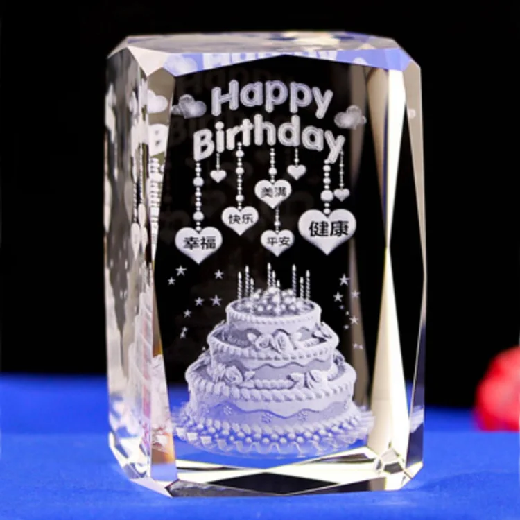 

3D резной торт на день рождения, прозрачные хрустальные украшения, статуэтки, домашний декор, подарок на день рождения