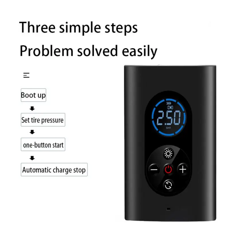 

Portable Mini LED Smart Digital Tire Pressure Sensor Electric Pump For Bicycle Motorcycle Car Soccer Wireless Electric Air Pump