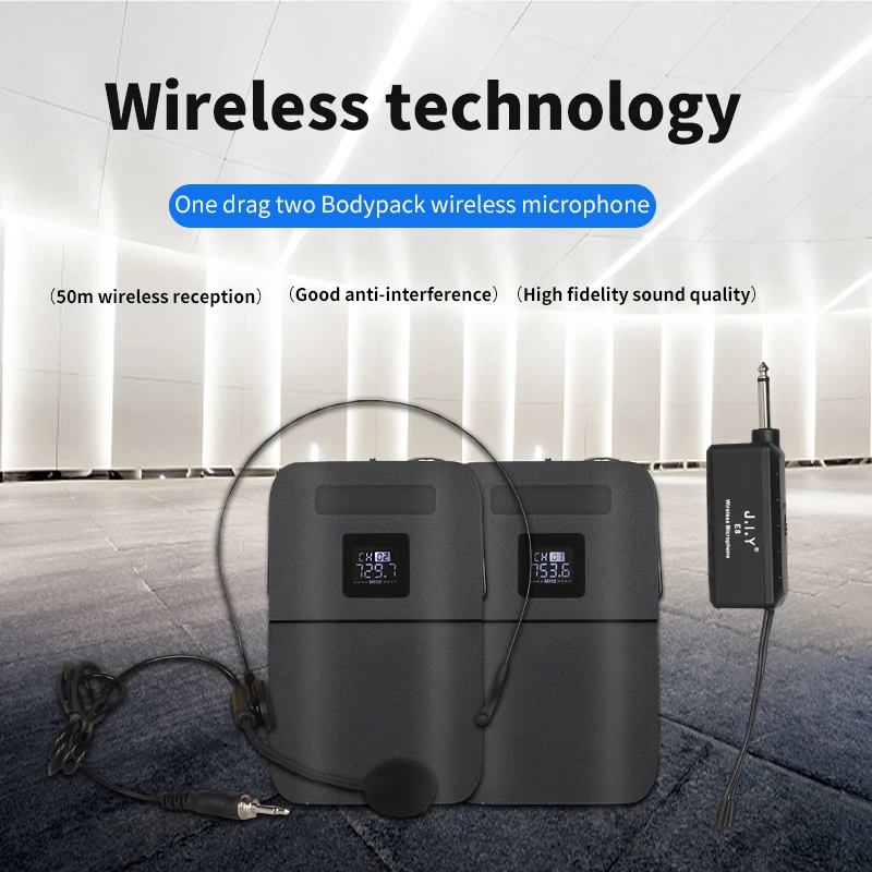 

SOONHUA 2pcs Clip Lapel Microphone Wireless VHF Microphone Portable Lapel Clip Microphones With Receiver And Adapter Connector