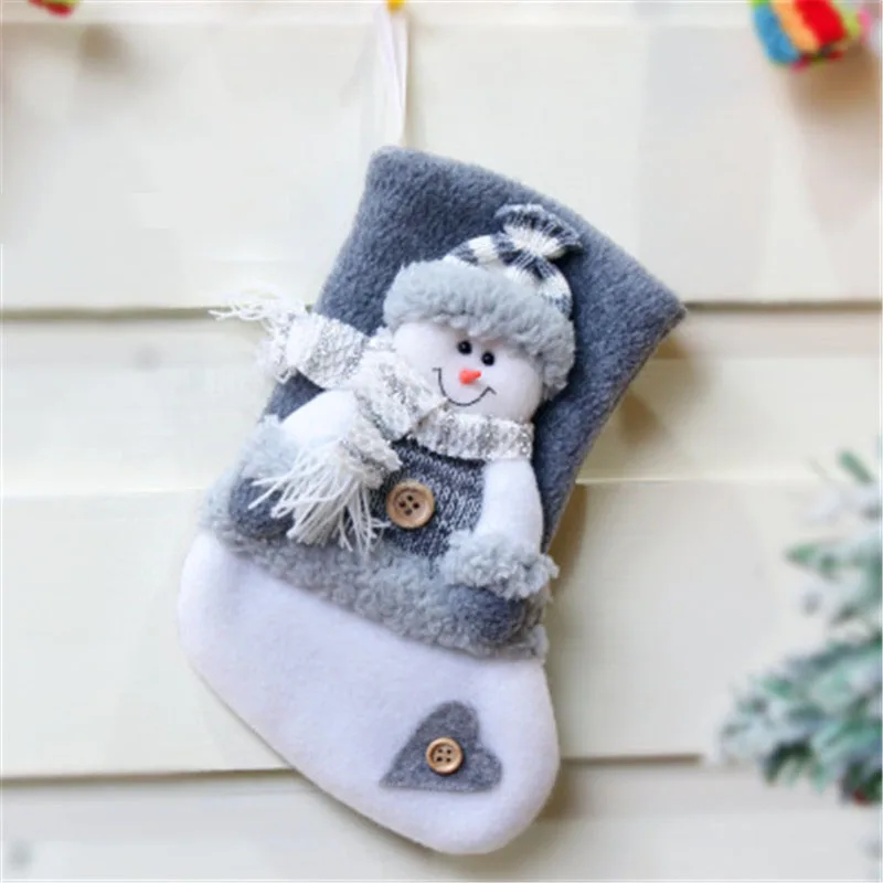 Cloth Santa Elk Socks Christmas Stockings Large New Year Gift Bag For Children Tree Decorations | Дом и сад
