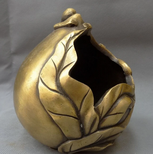 913 +++ китайская Бронзовая резная сборная карандашная ваза для ползания обезьянок