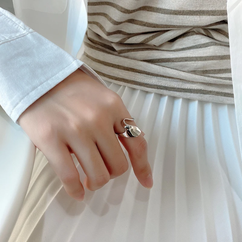 

SUPERAINBOW 925 Sterling Silver Fashion Geometric Wave Open Finger Ring for Women Wedding Engagement Promise Rings SR-R68