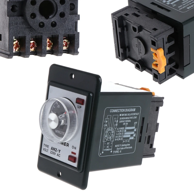 

0-60 seconds/minutes Power On Delay Timer Time relay w socket base AC 220V AH2-Y