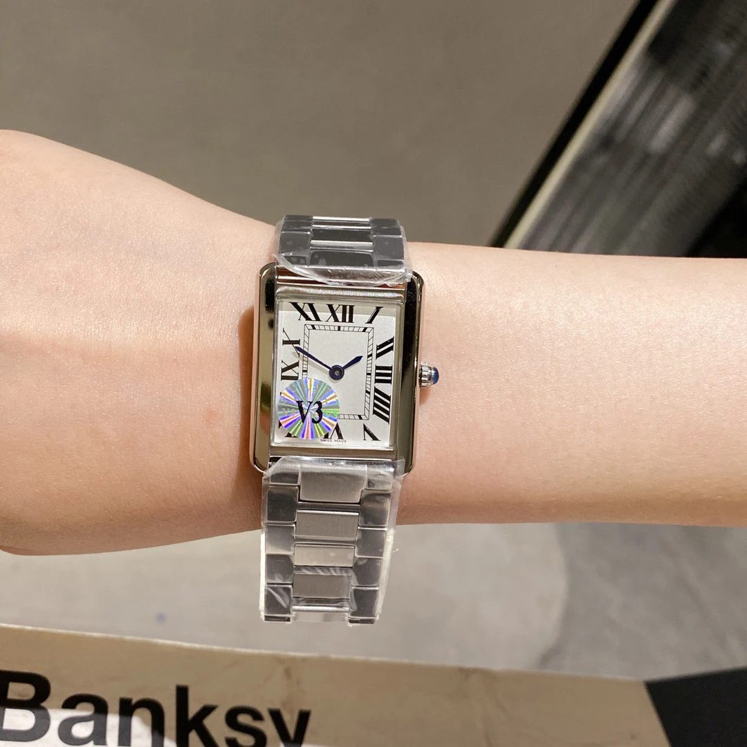 

2021 Ladies Watch, Ladies Luxury Brand Ladies Gold Square Watch, Minimalist Analog Quartz Movement, unique Ladies Iced Watch