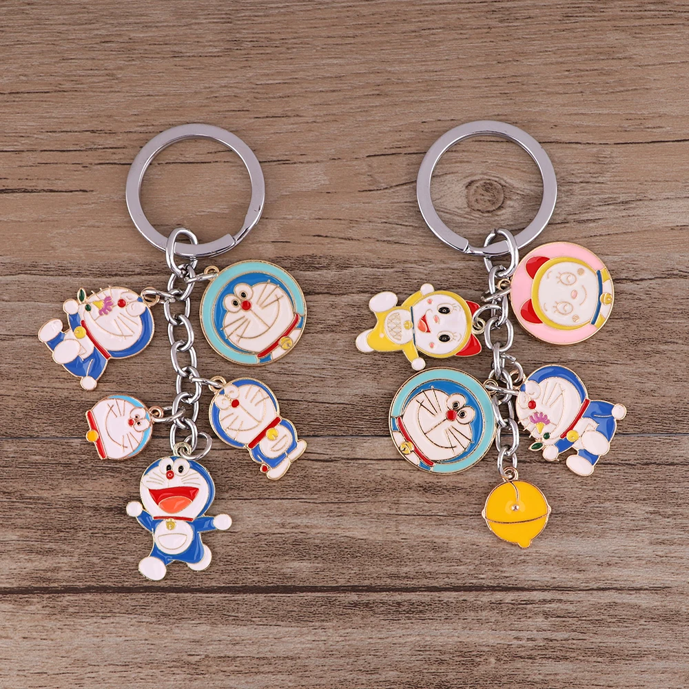 

ZF3162 1PCS Bell Cat Cartoon Metal Enamel Jewelry Key Chain Pendant Key Ring Keychain For Friend Child Student