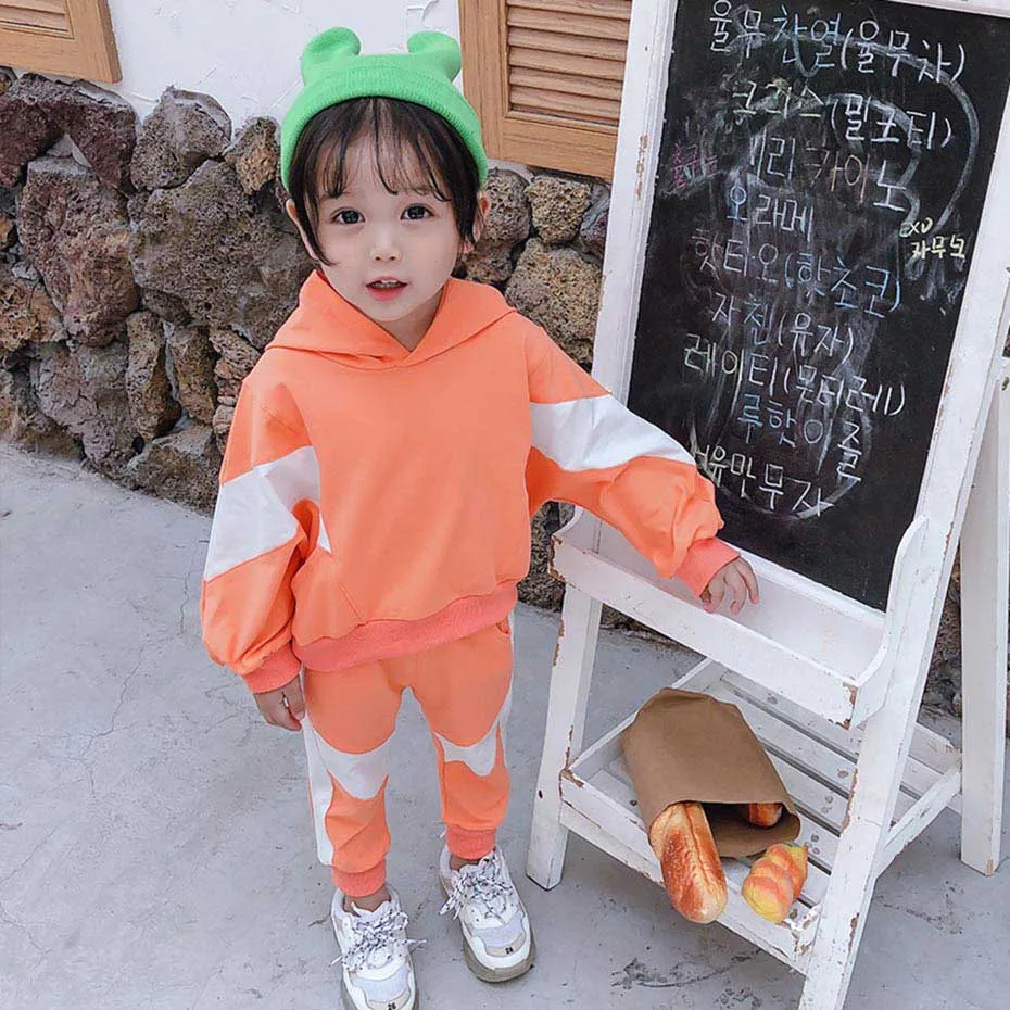 Одежда для малышей Лоскутные толстовки с капюшоном + штаны 2 предмета одежда